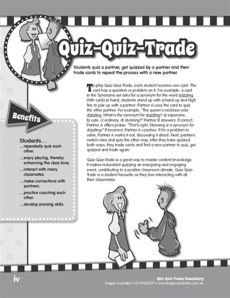 Quiz Quiz Trade Vocabulary Kagan Australia