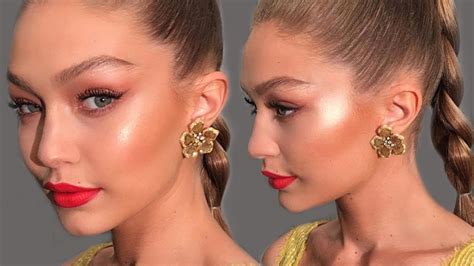 Gigi Hadid Bronze Gold And Bold Lip Makeup Tutorial Eman