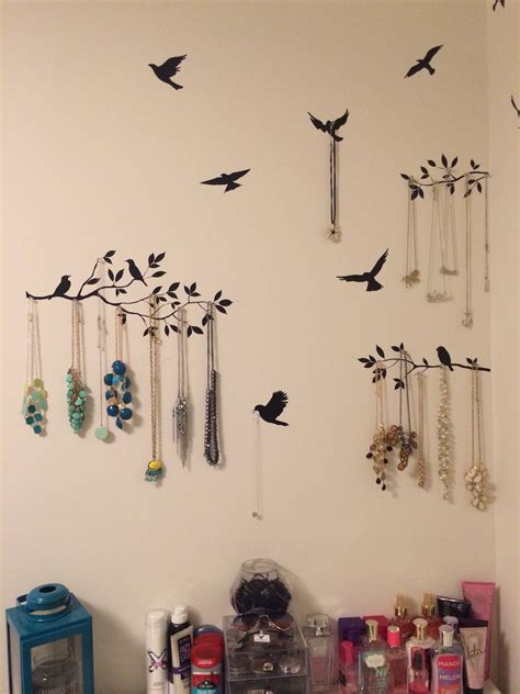 Tree And Flock Of Birds Necklace Organizer College Apartment Decor