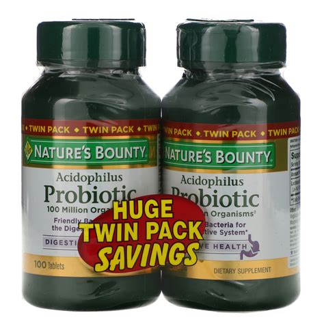 Natures Bounty Acidophilus Probiotic Twin Pack 100 Tablets Each Iherb