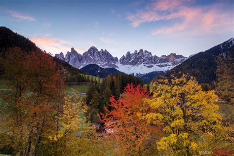 Sunrise Over Mountain Range In Funes Valley Dolomites Italy Royalty