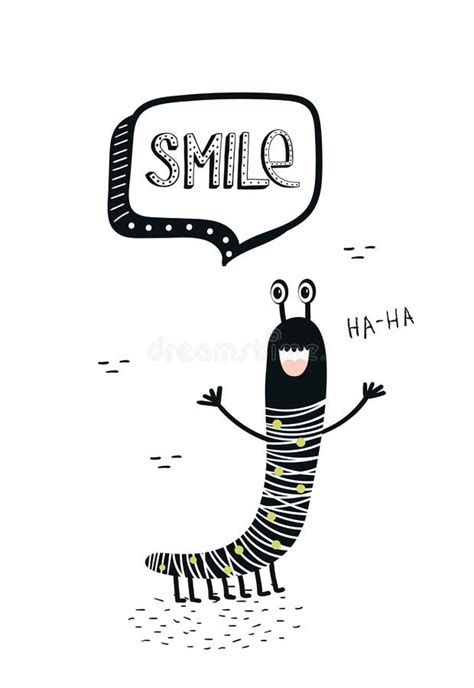 Smile Funny Nursery Poster With Cute Monsters And Lettering Vector