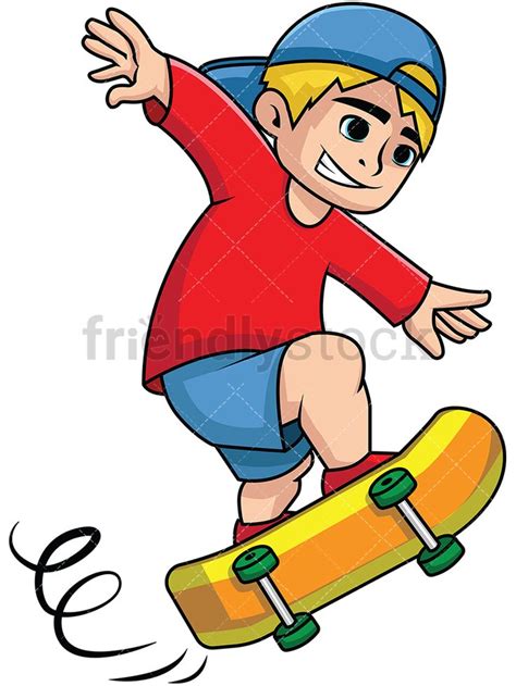 Boy Skateboarding Cartoon Vector Clipart Friendlystock Kids Art