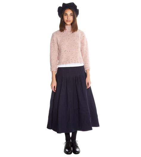 Cabbages Roses Navy Frosty Skirt Girl Skirt Vintage Beauty Feminine Style Trousers Women