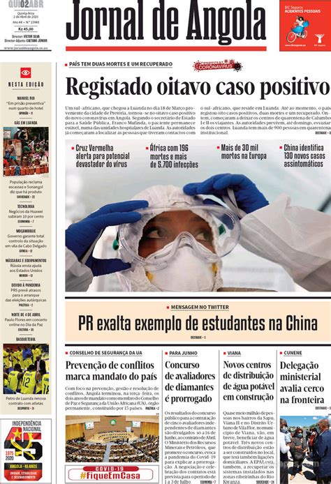 Capa Jornal De Angola De 2020 04 02