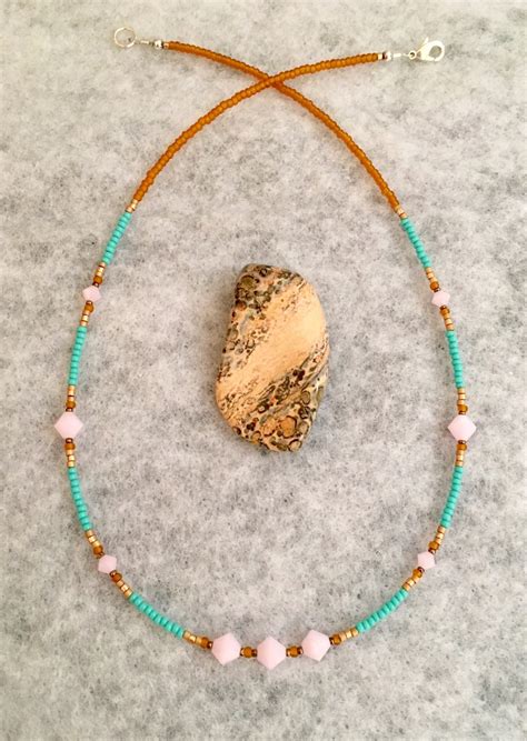 Detailed Boho Swarovski Crystal And Seed Bead Necklace In Soft Etsy