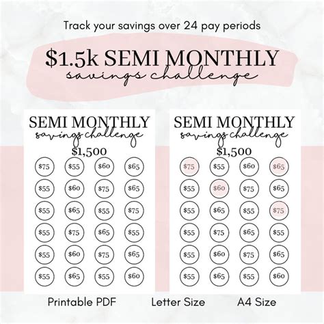 15k Semi Monthly Savings Tracker Challenge Savings Tracker Etsy