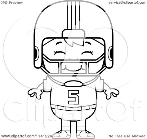 Cartoon Clipart Of A Black And White Happy Football Player