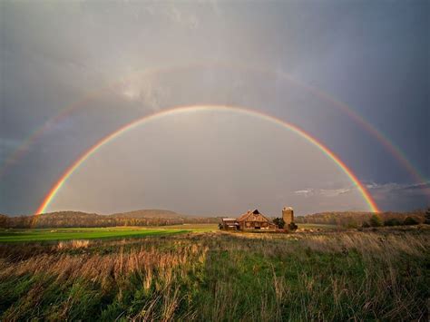 A Double Rainbow Over A Vermont Farm Vermont Amazing Nature