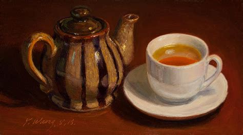 Wang Fine Art Teapot With A Cup Of Tea A Painting A Day Daily