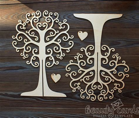 D Wood Tree Template Laser Cut Files Svg Ai Dxf Cdr F