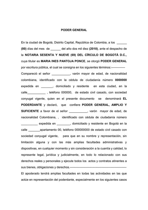 Ejemplo De Carta De Poder Notarial Colombia Trailesneuxbe