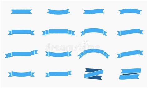 Vector Ribbon Banners Isolated On White Background Blue Tapes Set Of