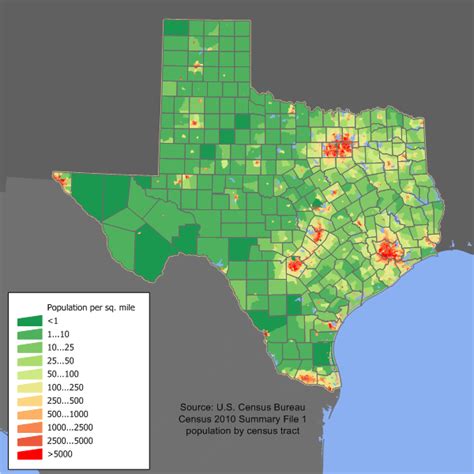 Texas Population Density Map State Map