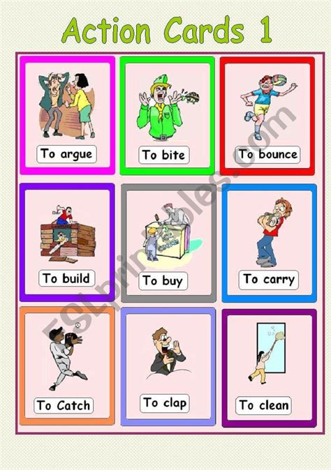 Action Cards 1 Esl Worksheet By Venezababi