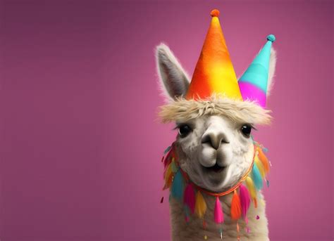 Premium Ai Image A Llama Wearing A Party Hat And A Party Hat