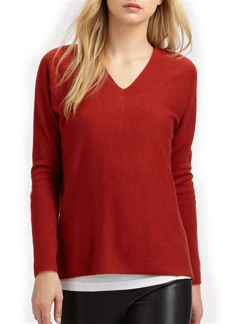 Vince Oversized Cashmere Sweater In Red Lyst