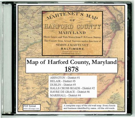Martenets Map Of Harford County Maryland 1878 Cdrom Old Map Old Maps