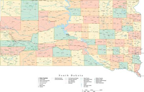 State Map Of South Dakota In Adobe Illustrator Vector Format Detailed