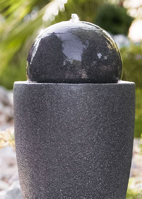 Modern Stone Textured Round Sphere Water Fountainblack Ge2612ftbk