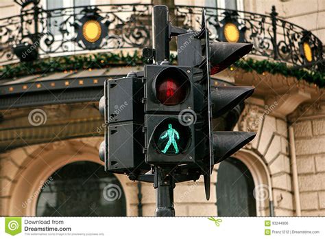 Modern Traffic Light In Amsterdam The Green Light Is On It Is Allowed