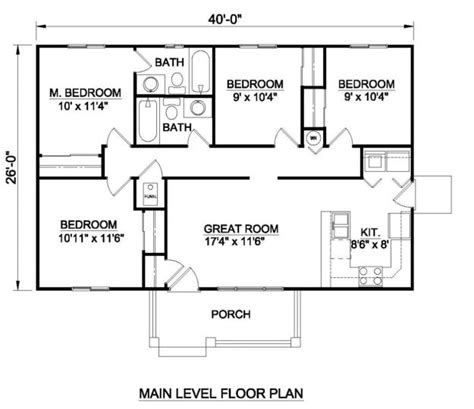 What questions do you have? House Plan 340-00026 - Ranch Plan: 1,040 Square Feet, 4 ...