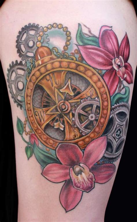 Compass And Orchid Tattoo By Katelyn Crane Tattoonow