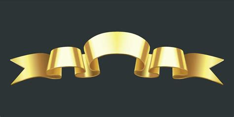 Realistic Gold Banner Golden Horizontal Celebration Ribbon Vector