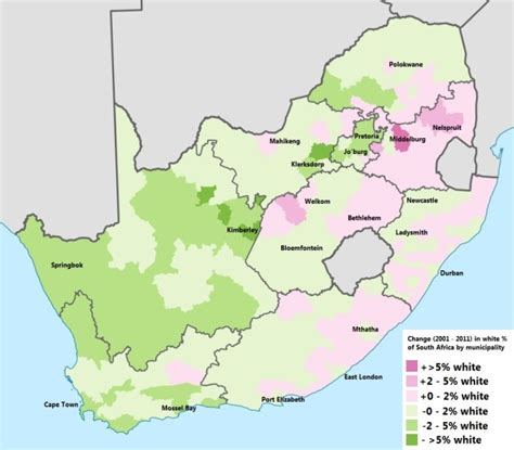 Change In White Of Population In South Africa Maps On The Web