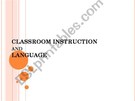 Esl English Powerpoints Classroom Instructions