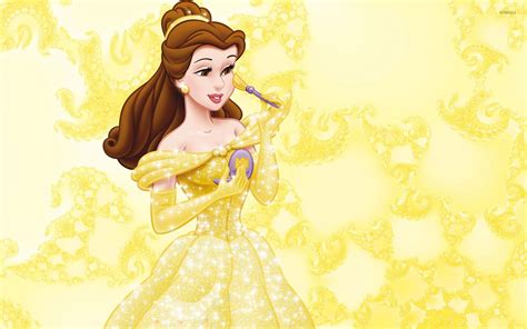 Belle In A Beautiful Golden Dress Beauty And The Beast Wallpaper