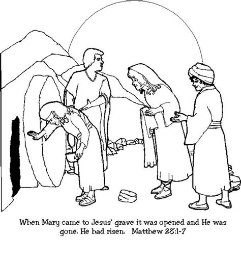 Jesus Resurrection In Matthew Coloring Page Netart