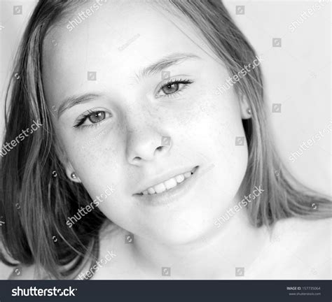 Beautiful Blondhaired 13years Old Girl Portrait Stock Photo 157735064