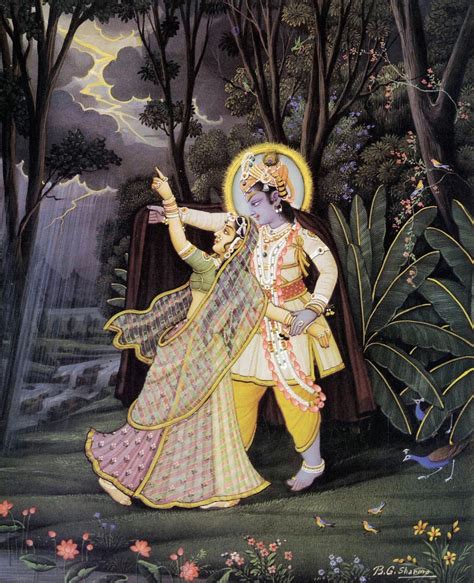 Radha And Krishna Dancing In The Storm Spiritual Art India