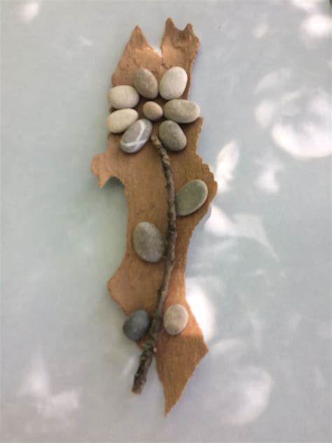 Pebble Art Flower On Tree Bark Bloem Van Kiezels Op Boomschors