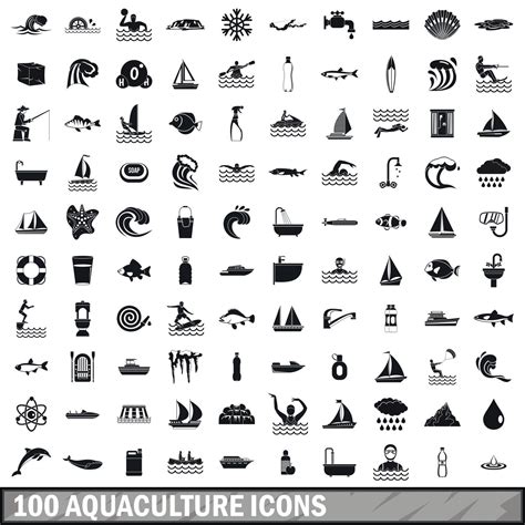 100 Aquaculture Icons Set Simple Style 8888063 Vector Art At Vecteezy
