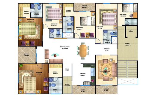 5 Bhk Floor Plan Floorplansclick