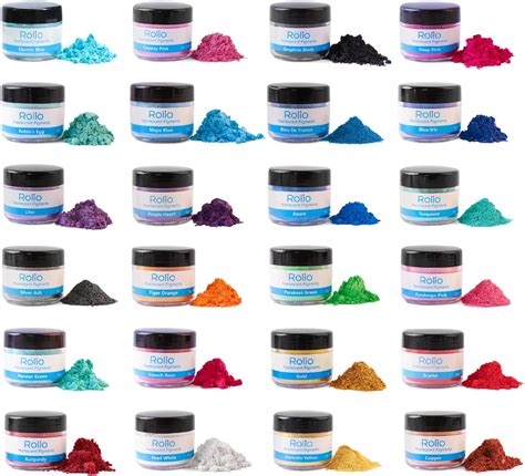 Rolio Mica Powder 24 Colors X 10g035oz Epoxy Resin Color Pigment