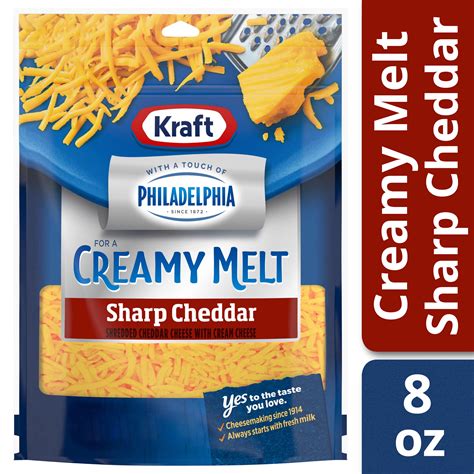 Kraft Shredded Sharp Cheddar Cheese With A Touch Of Philadelphia 8 Oz