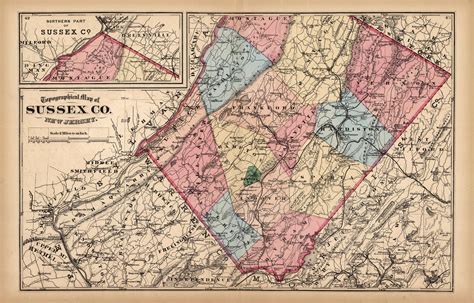Topographical Map Of Sussex Co New Jersey Art Source International