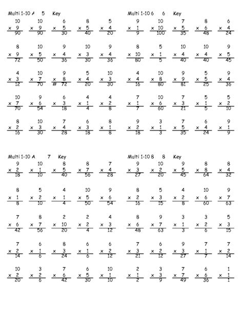 Multiplication Worksheets 50 Problems