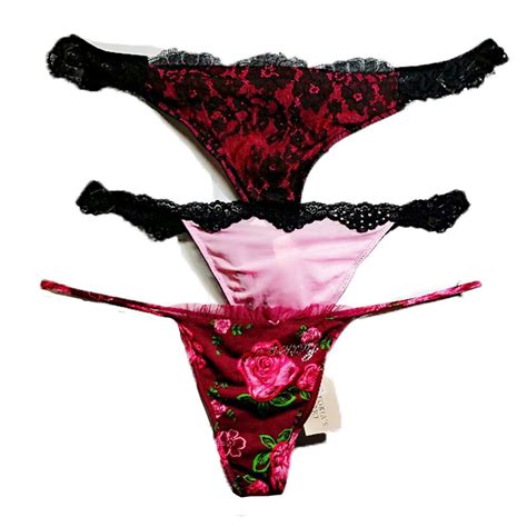 New Victoria Secret 3 Thong Panties Set You Choose Lace Trim Very Sexy Ebay