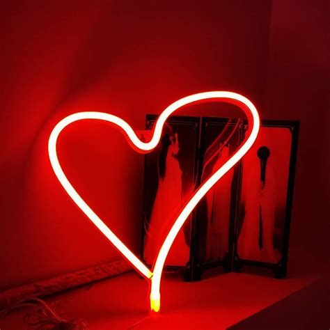 Neon Red Heart Neon Sign Tapestry Girls