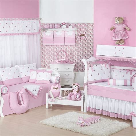 Quarto Super Completo Luxo Rosa Bebê Menina Essencial Enxovais