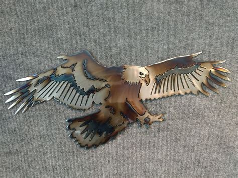 Bald Eagle Diving Torched Metal Wall Art Etsy