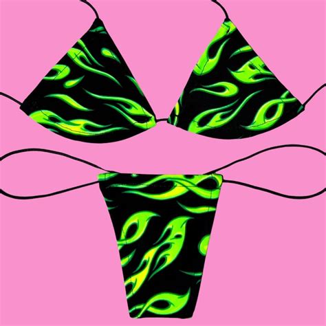 Two Piece Micro Bikini Neon Tie Able Y K Microkini Exotic Etsy