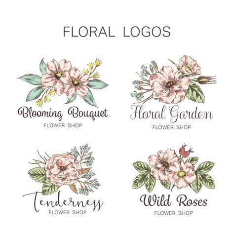 Colorful Hand Drawn Flower Shop Logo Set 1271929 Vector Art At Vecteezy