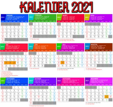 50 Kalender 2021 Indonesia Lengkap