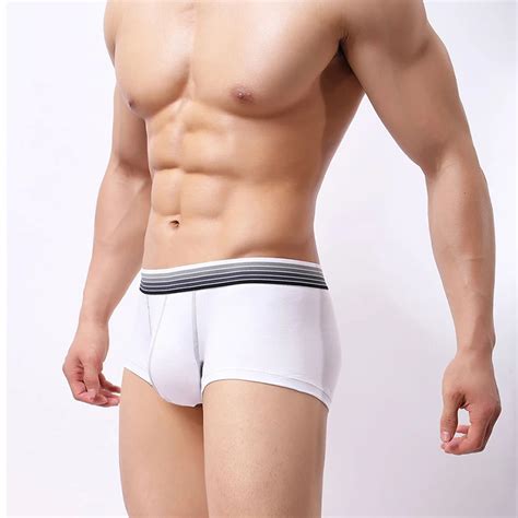 Men Cotton Boxers Shorts Breathable Sexy Pouch Underwear Solid Underpants Comfy Trunks Male U