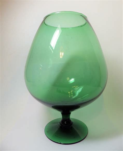 1970s Vintage Colored Green Glass Vase Brandy Snifter Mid Etsy